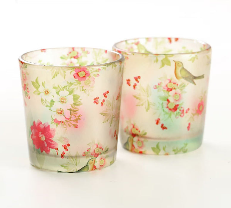 India Circus – Feathered Garden Beige Tea Light Holder Set of 2