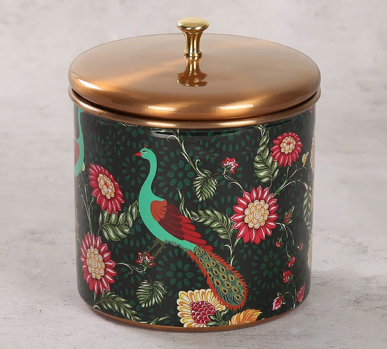 India Circus – Feathers & Florals Steel Storage Jar