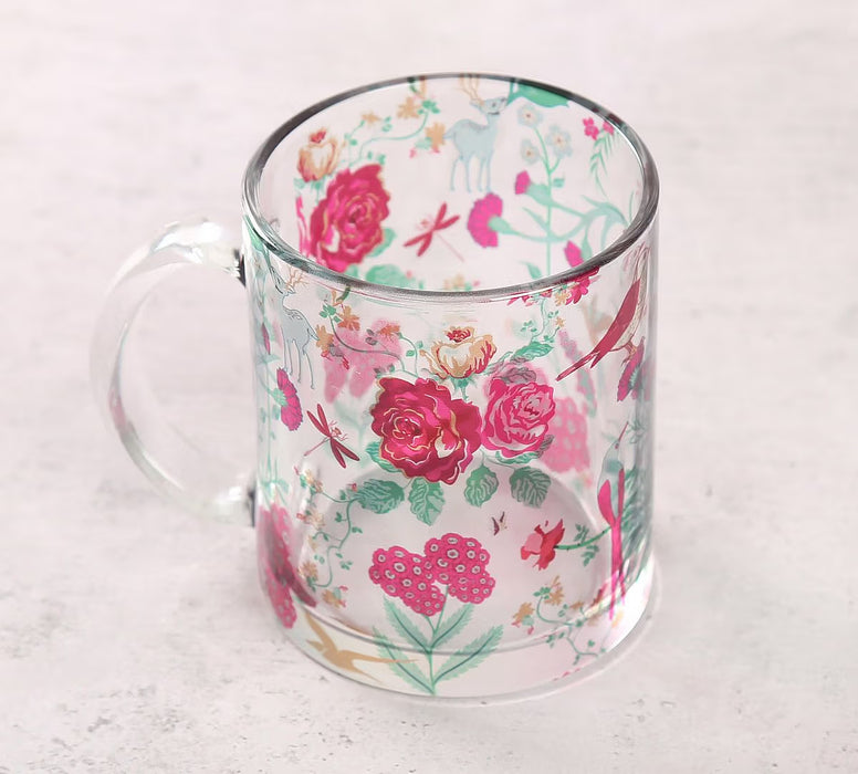 India Circus – Floral Galore Glass Mug | Artistic Floral Design