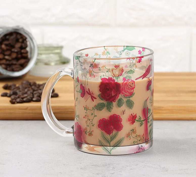 India Circus – Floral Galore Glass Mug | Artistic Floral Design