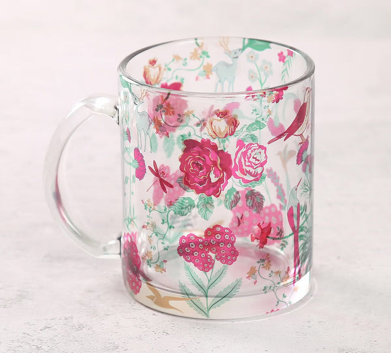 India Circus – Floral Galore Glass Mug | Artistic Floral Design