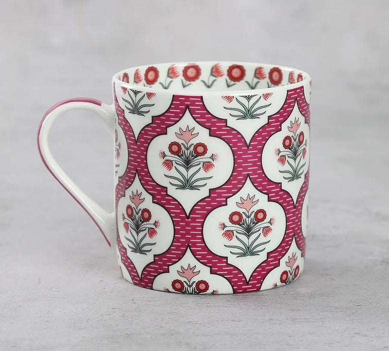 India Circus – Pink Lattice Motifs Coffee Mugs Set of 6