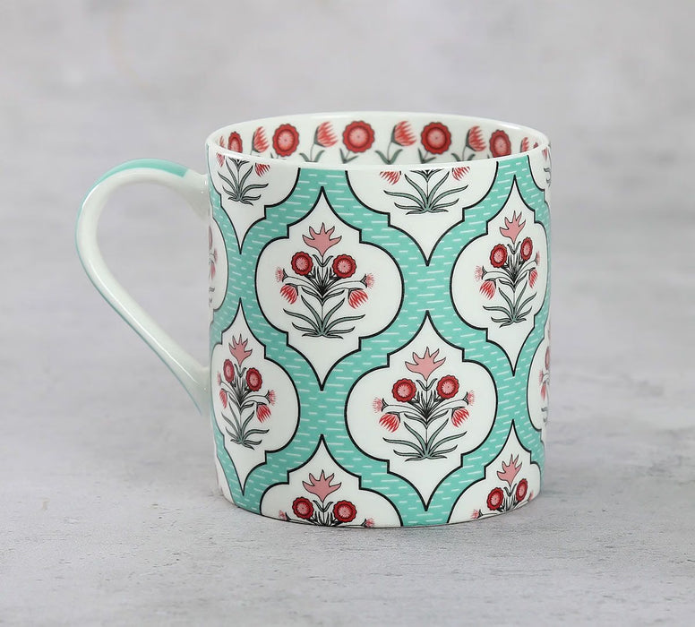 India Circus - Teal Lattice Motifs Coffee Mugs Set of 6