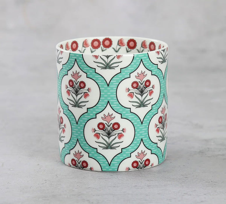 India Circus - Teal Lattice Motifs Coffee Mugs Set of 6
