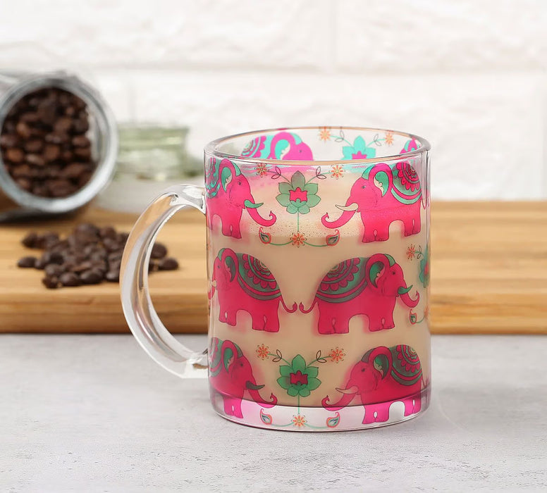 India Circus – Violet Mastodon’s Jamboree Glass Mug | Artistic Elephant Design