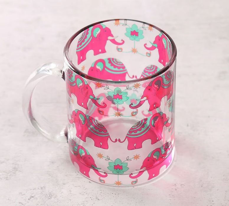 India Circus – Violet Mastodon’s Jamboree Glass Mug | Artistic Elephant Design