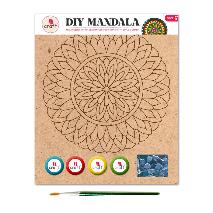 iCraft DIY Mandala Art Kit – 6" | Compact Festive Art & Craft Decor Kit