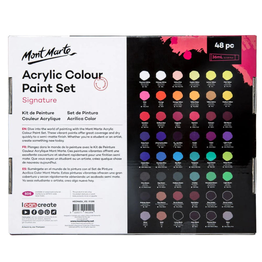 Mont Marte - Acrylic Colour Signature Paint Set 48 (36ml)