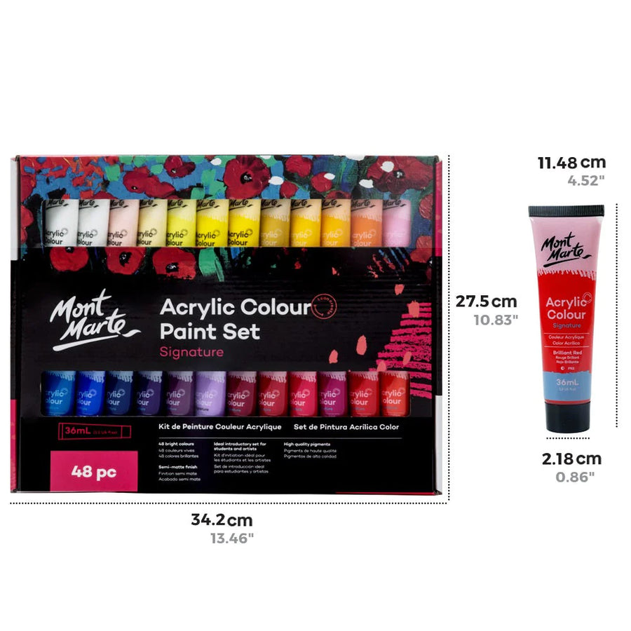 Mont Marte - Acrylic Colour Signature Paint Set 48 (36ml)