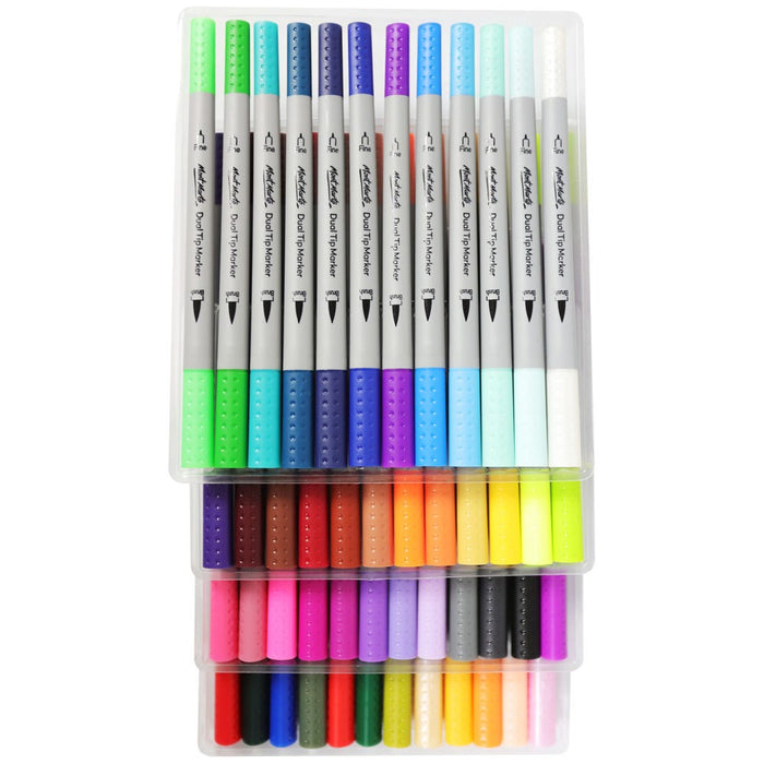 Mont Marte Dual Tip Brush & Fineliner Markers – Signature 48pc