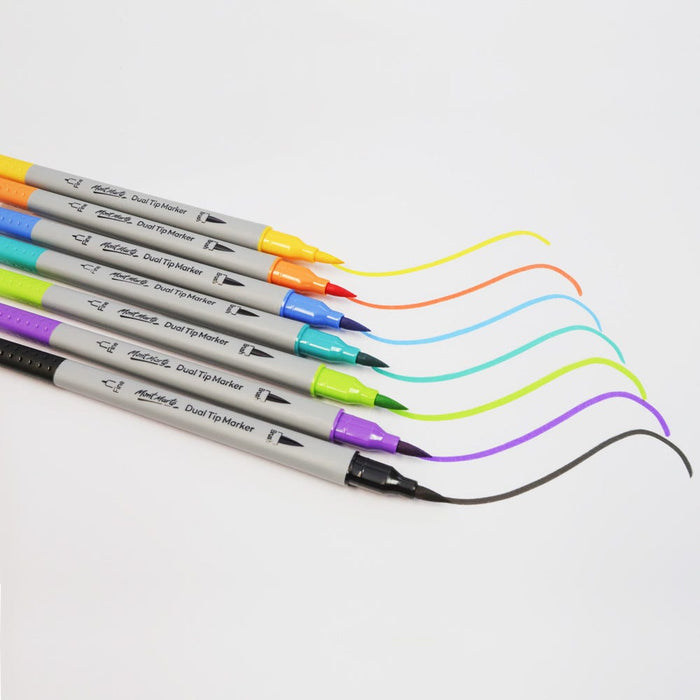 Mont Marte Dual Tip Brush & Fineliner Markers – Signature 48pc