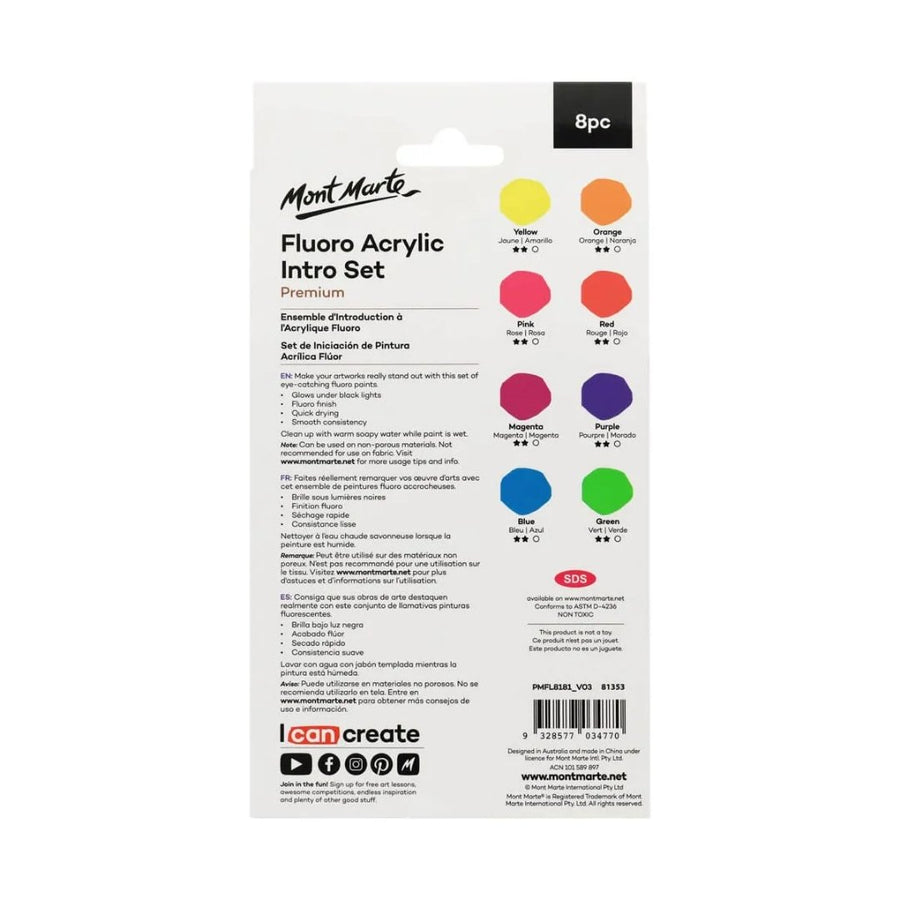 Mont Marte - Fluoro Acrylic Paint Intro Set