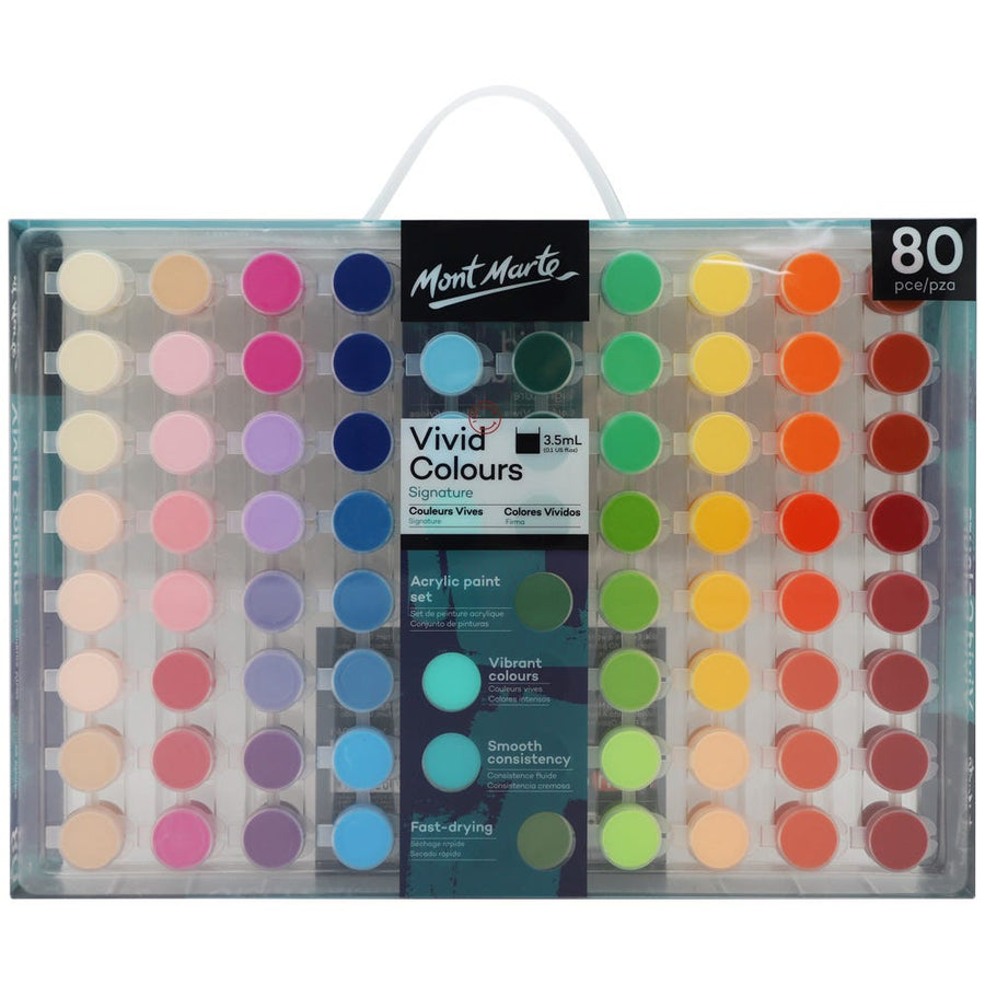 Mont Marte - Vivid Colours Acrylic Paint Set Signature 80pc x 3.5ml (0.1 US fl.oz)