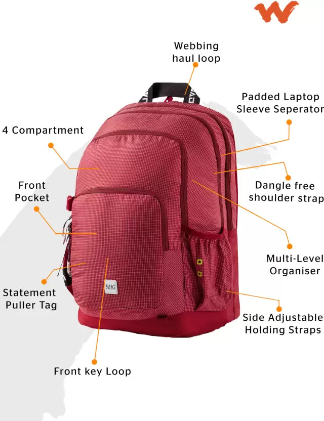 WIKI Squad 4 Laptop Backpack 40L - Grid Red