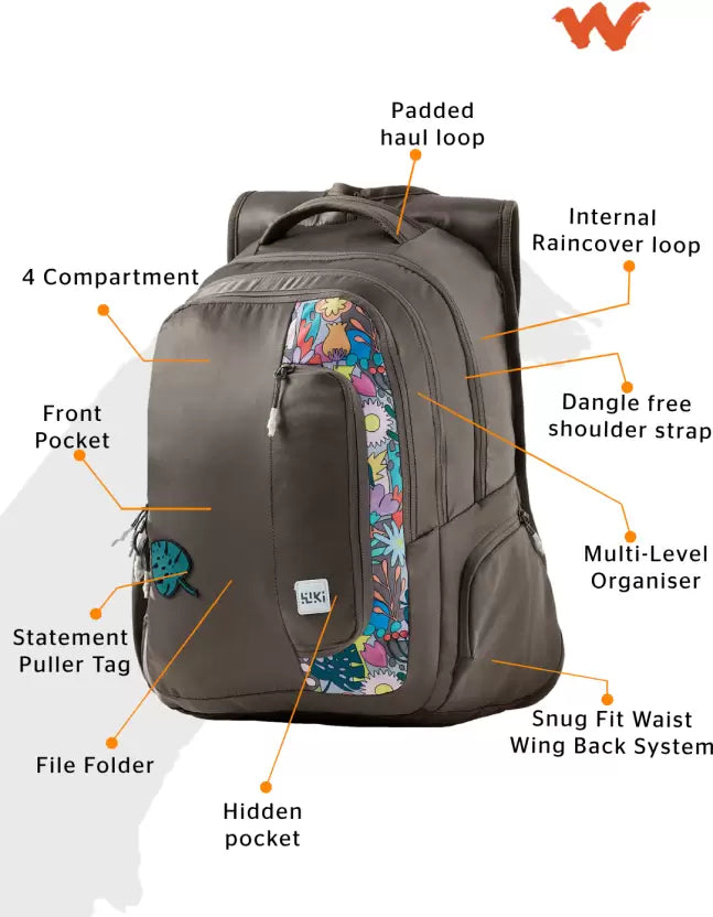 WIKI GIRL 4 Backpack 34 L - Beige Blossom