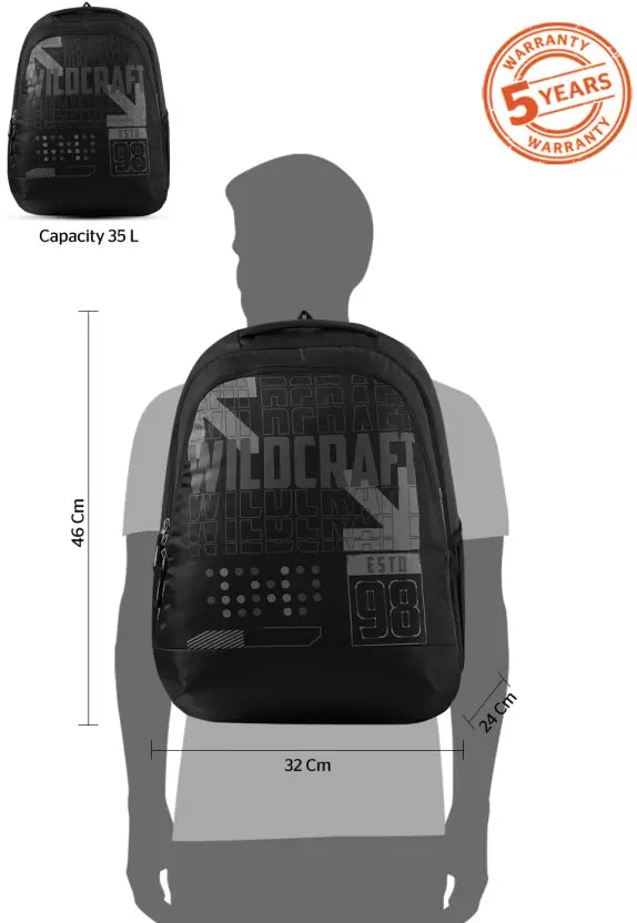Wildcraft Blaze Laptop Backpack 35 L - Black Slice