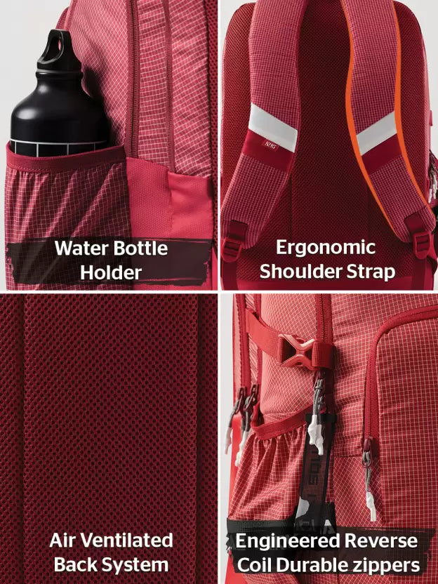WIKI Squad 4 Laptop Backpack 40L - Grid Red