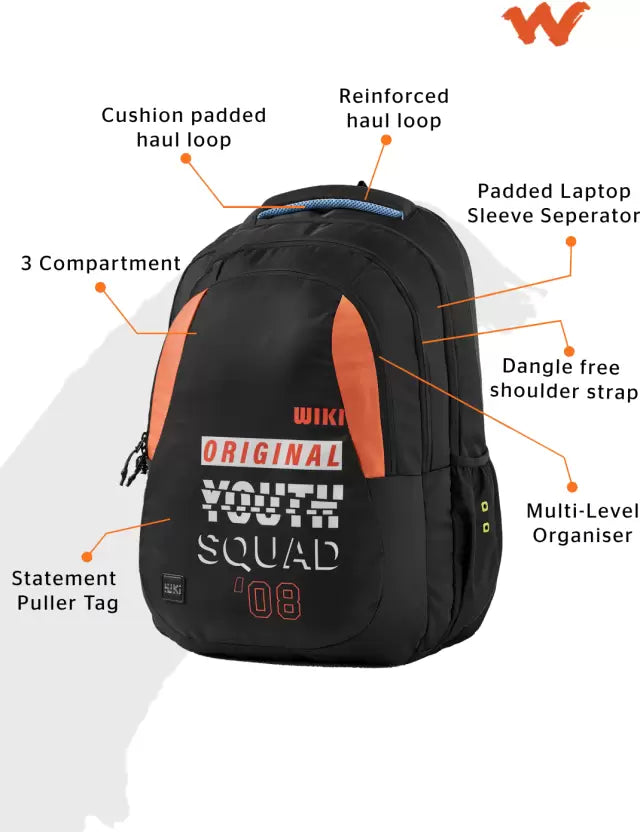 WIKI 6 Laptop Backpack 46.5L - Black Youthster