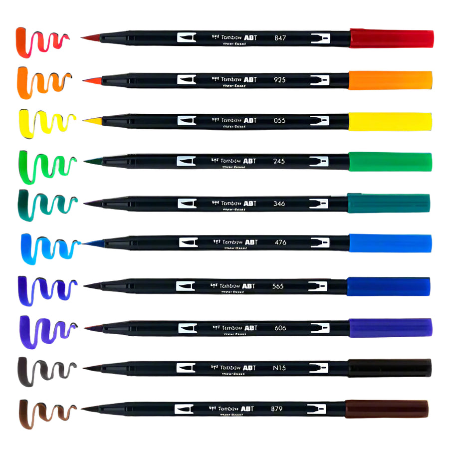 Tombow Dual Brush Pens Set of 10 (Primary)