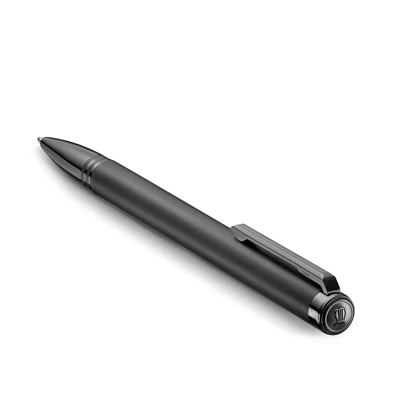 lapis-bard-contemporary-torque-ballpoint-pen-matte-black-with-shiny-black-trim-open-view