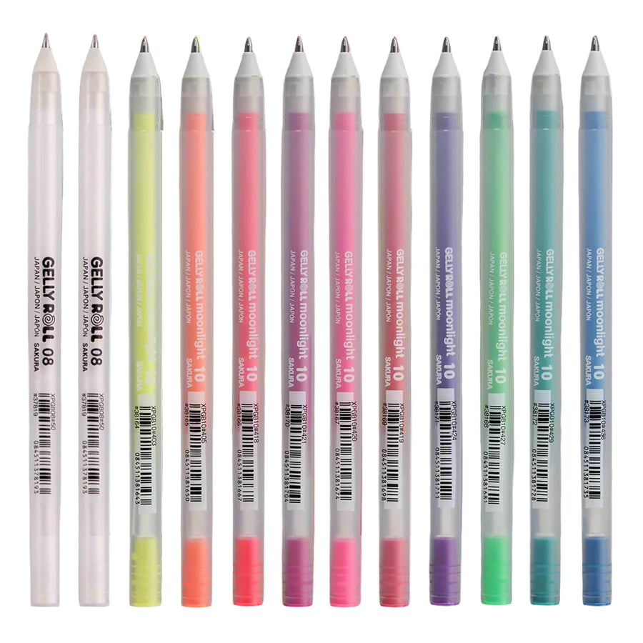 Sakura - Gelly Roll Moonlight & White Colour Pens (Pack of 12)