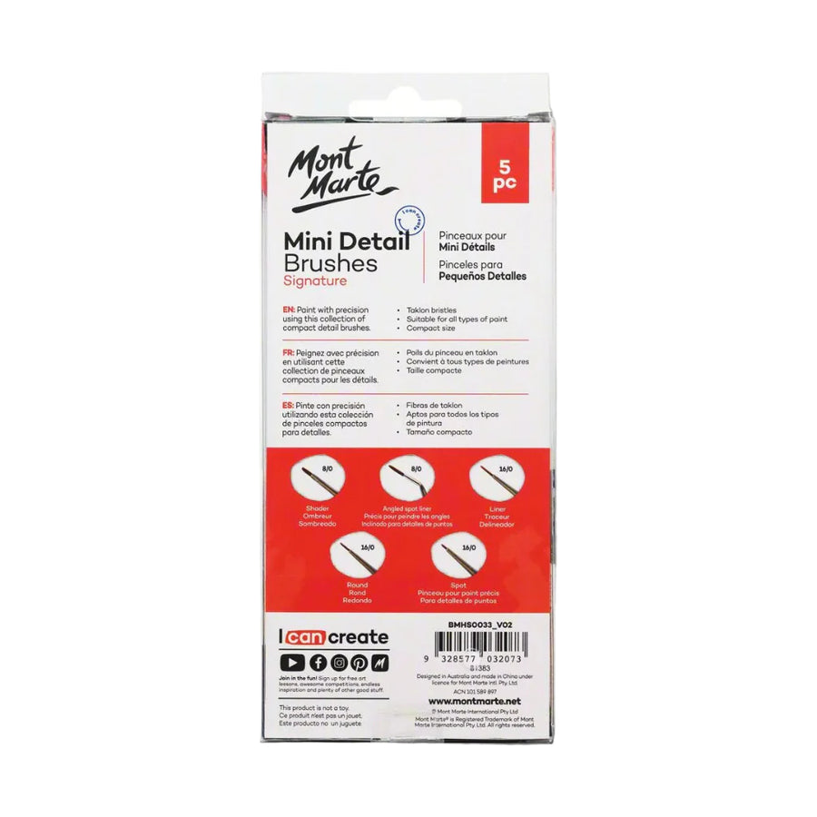 Mont Marte - Signature Mini Detail Brushes (Set of 5)