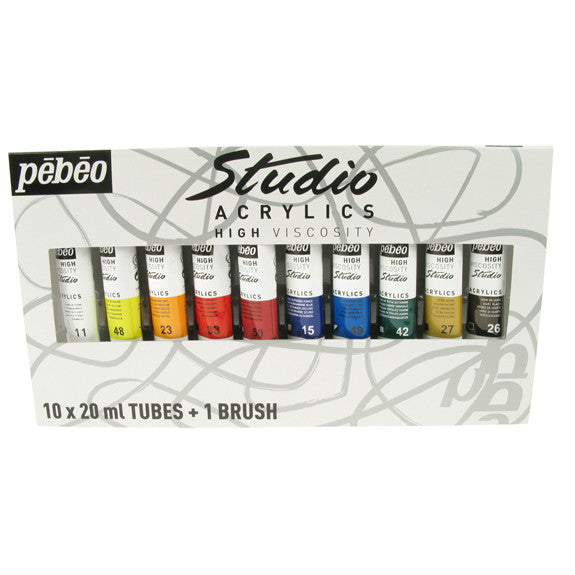 Pebeo Studio Acrylic High Viscosity Tubes - Set of 10