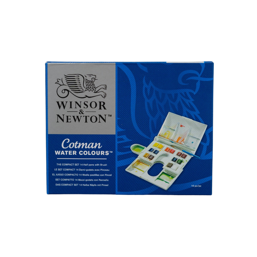Winsor & Newton Cotman Watercolurs - Compact Set of 14 Half Pans