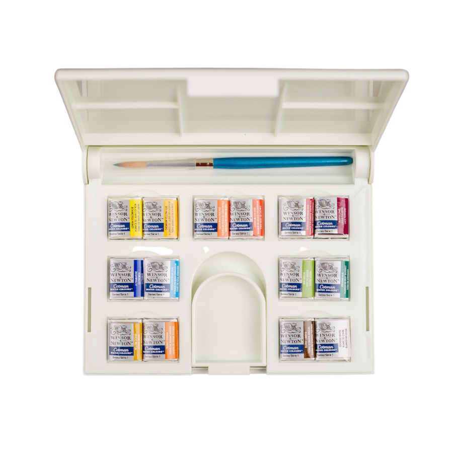 Winsor & Newton Cotman Watercolurs - Compact Set of 14 Half Pans