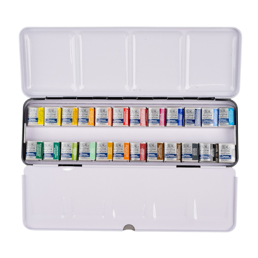 Winsor & Newton Cotman Watercolours - Complete Travel Tin Set (24 Half Pans)